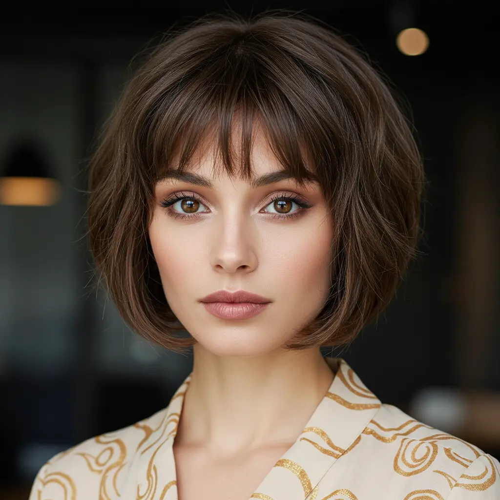 #1 Textured Short Bob with Face-Framing Bangs