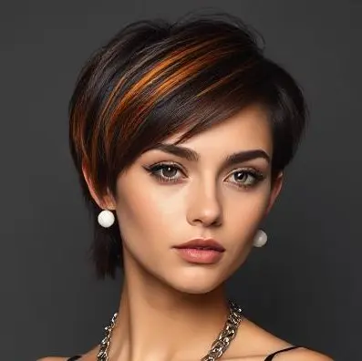 #11 Edgy Pixie Mullet with an Orange Money Piece