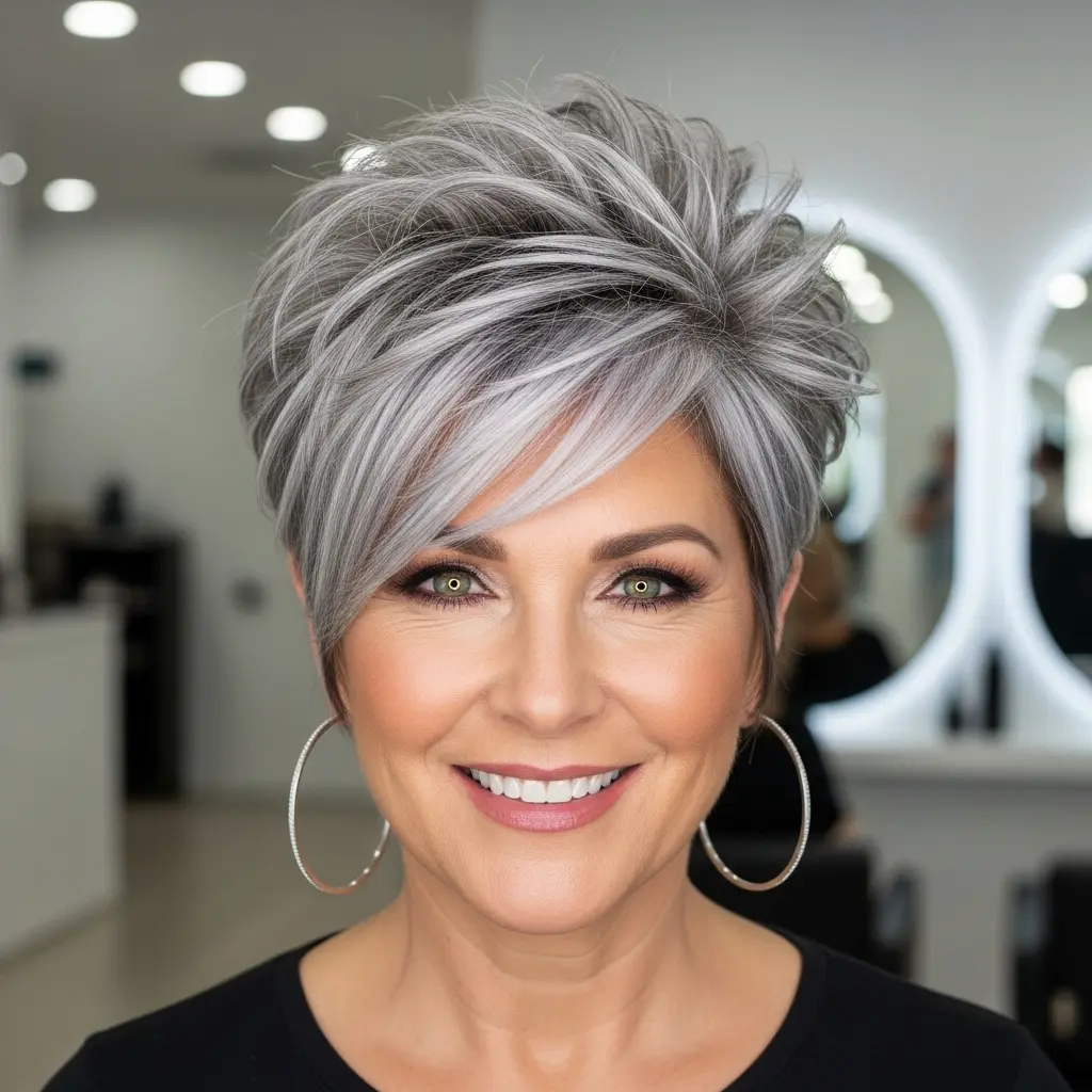 #11 Glamorous Pixie with Silver Streaks