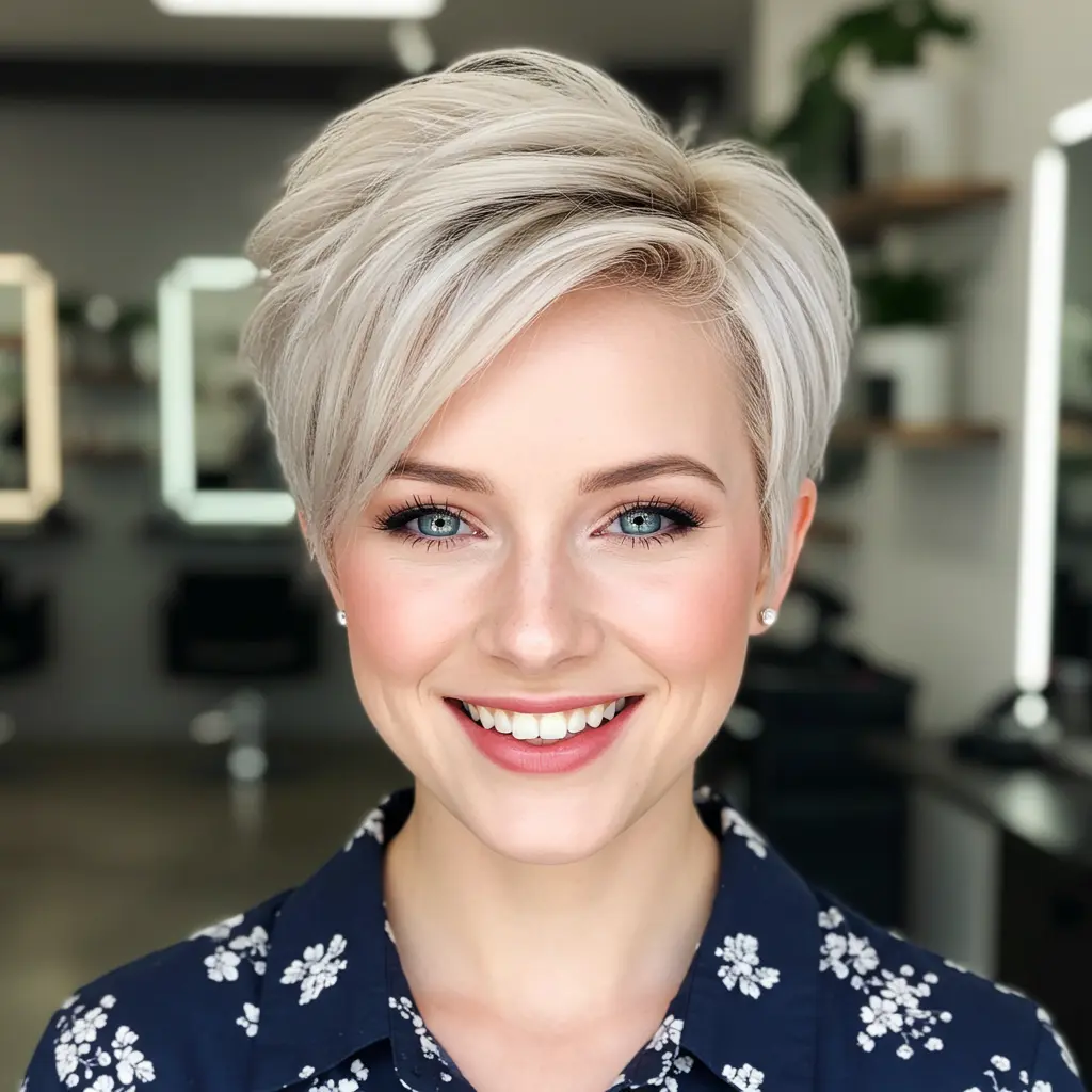 #12 Platinum Blended Pixie with Swoop Bangs