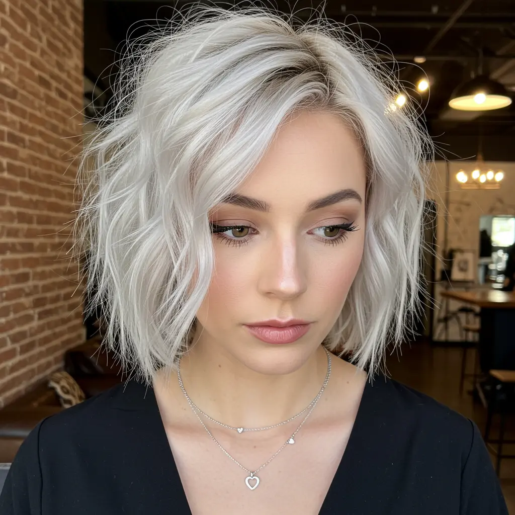 #12 Choppy Bob Cut with a Deep Side Part
