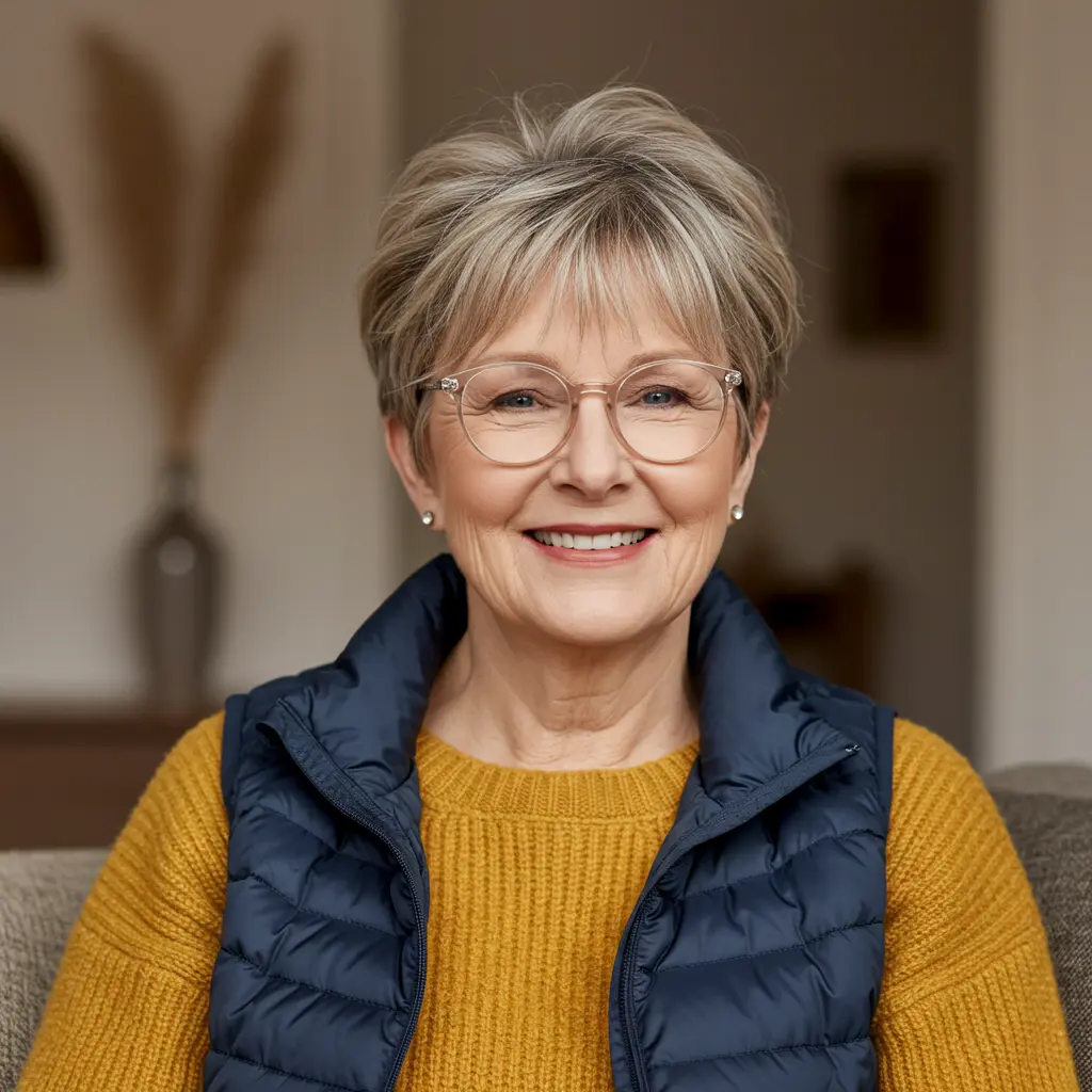 #12 Layered Pixie with Wispy Bangs on Ladies Over 50