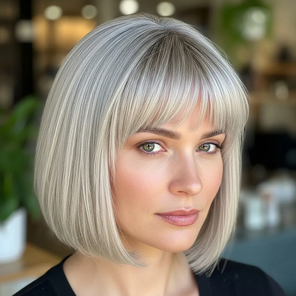 #14 Chin-Length Bob with Blunt Fringe