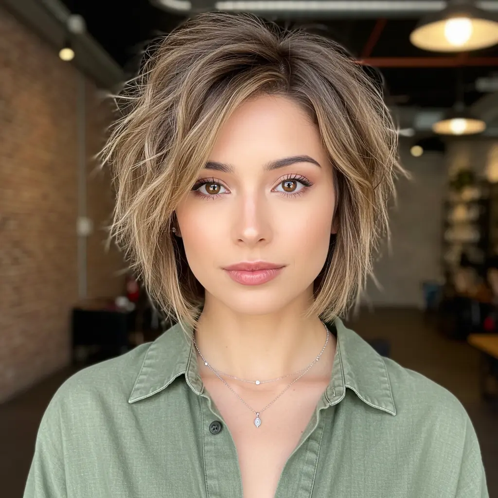 #14 Rooted Short Choppy Bob for Fine Hair