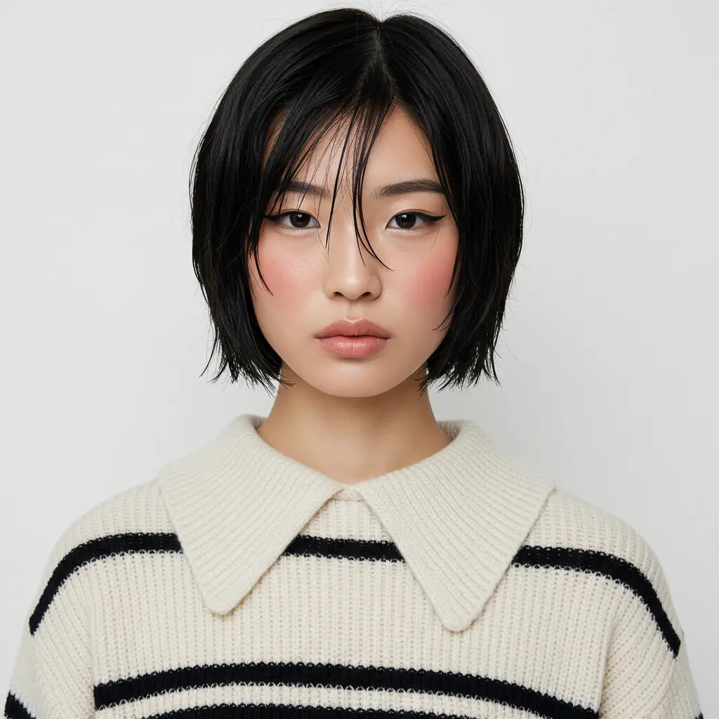 #14 Sharp Short Haircut for a Round Face