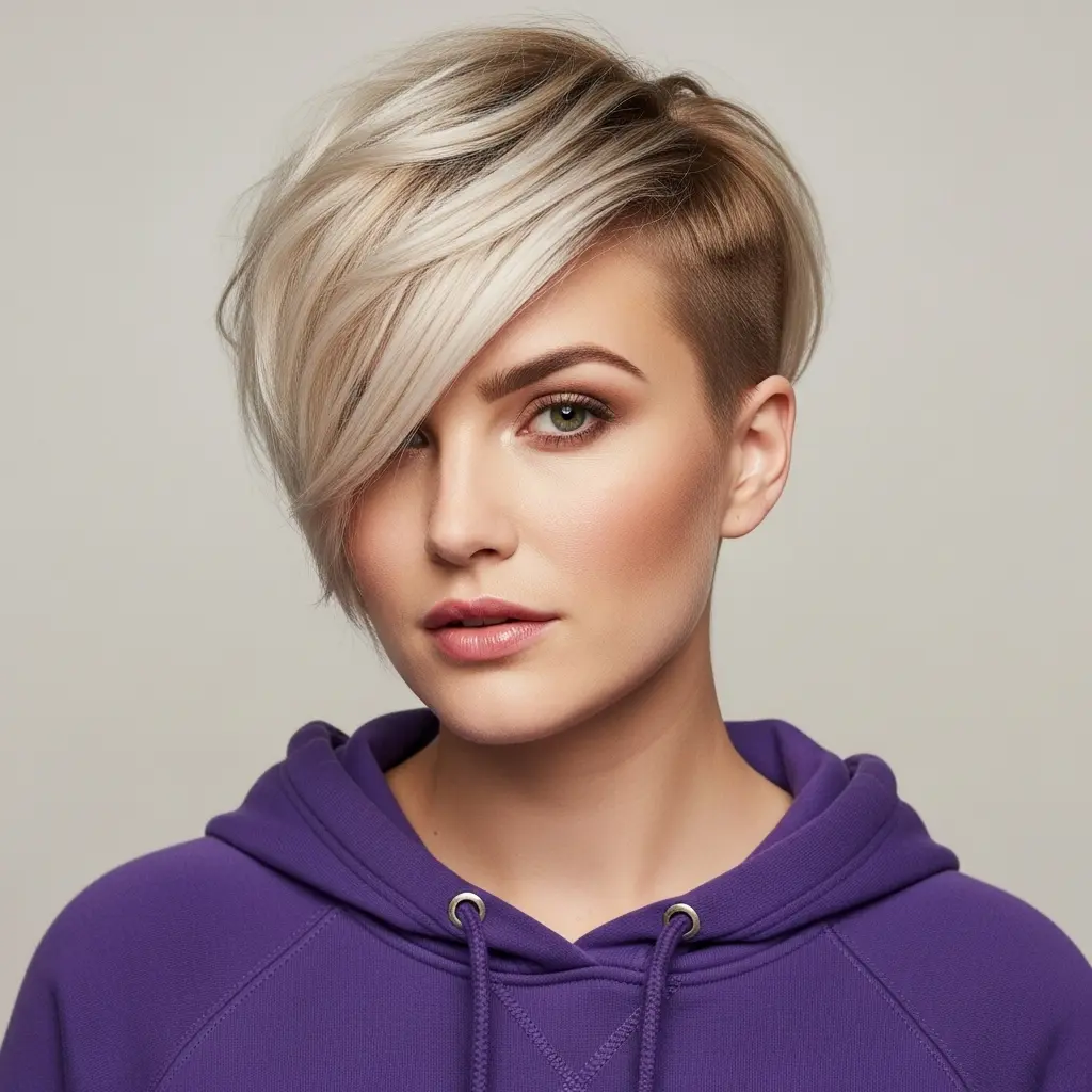 #16 Asymmetrical Pixie with Highlights