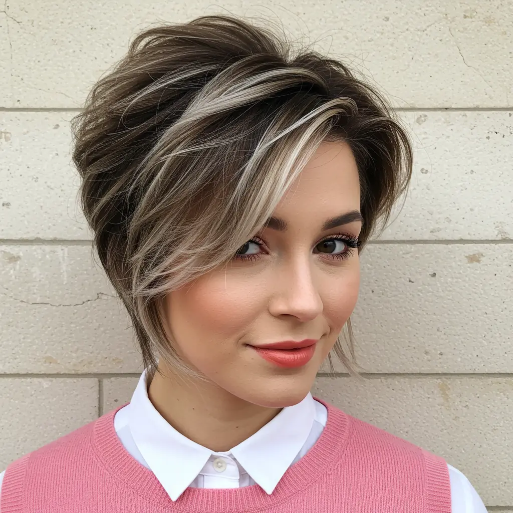 #16 French Balayage on a Long Pixie Cut