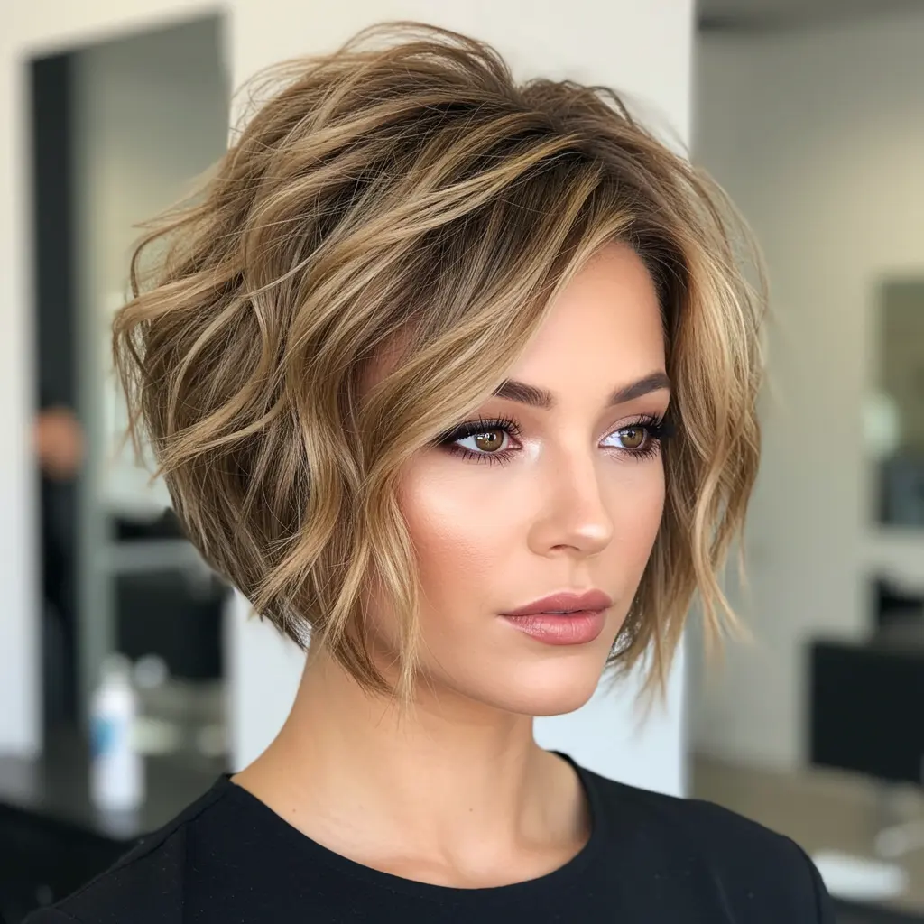 #16 Textured Deep Side-Part Bob