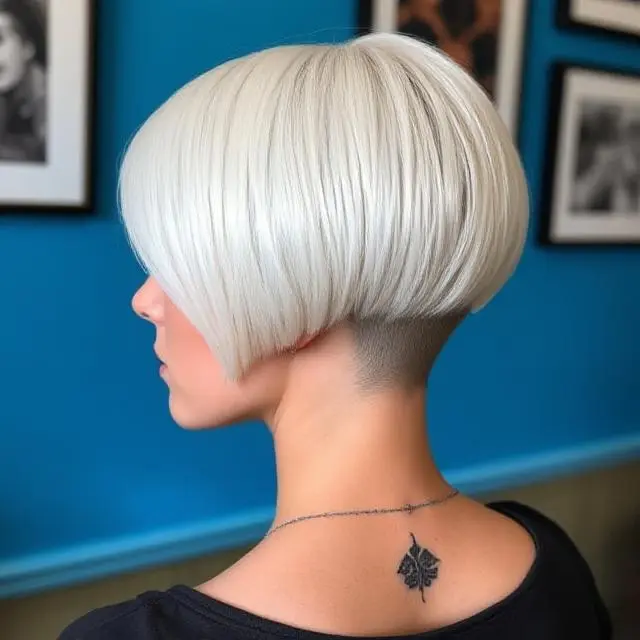 #17 Very Short Bob with Nape Undercut on Blonde Hair
