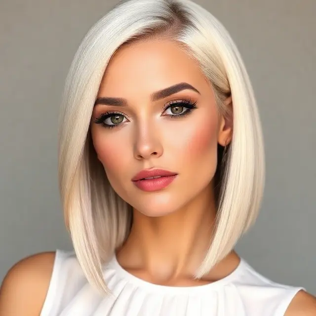 #19 Blonde Lob with a Side Part