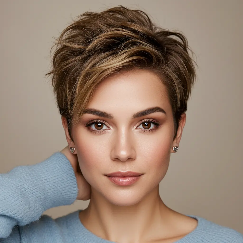 #24 Textured Pixie with Highlights