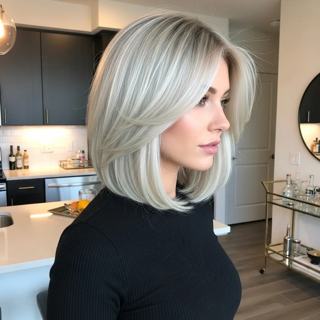 #4 Modern Platinum Blonde Bob with Soft Layers