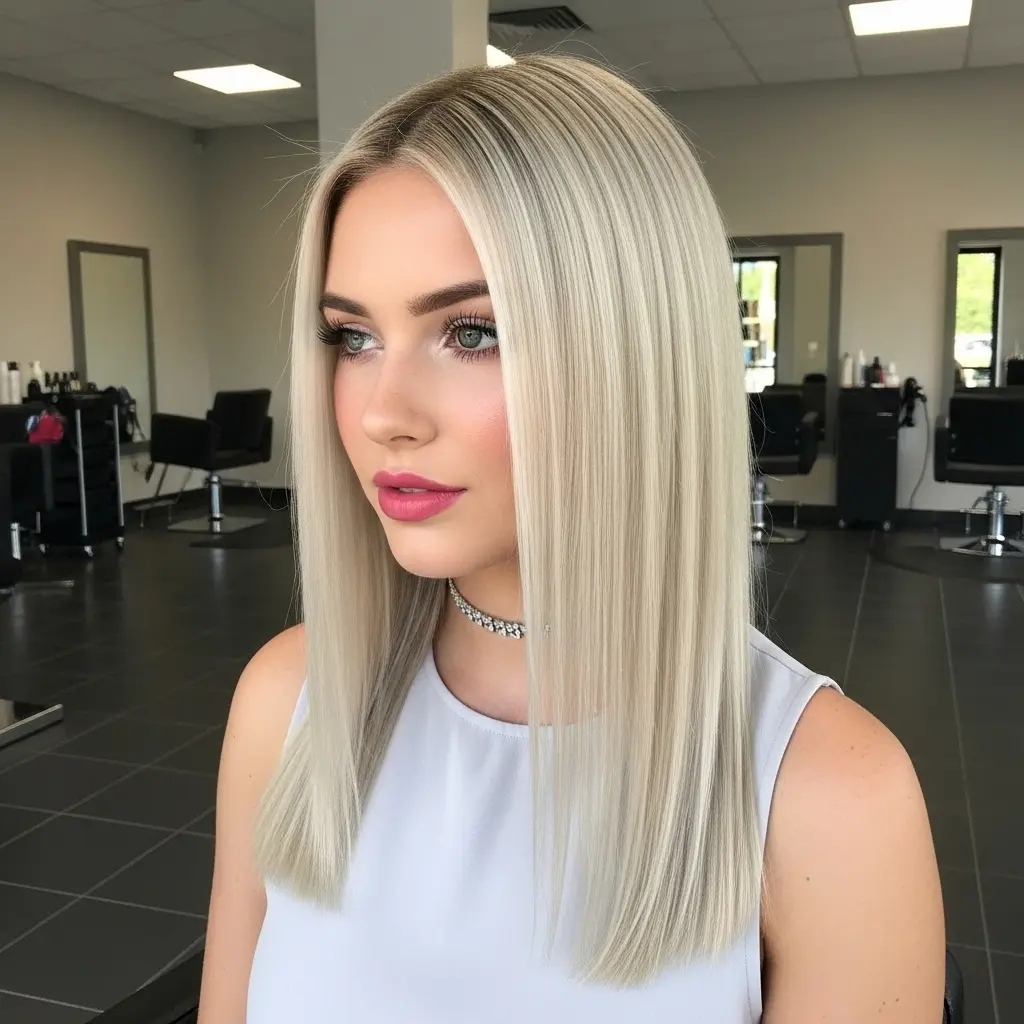 #5 Stylish Straight Lob with Shadow Roots