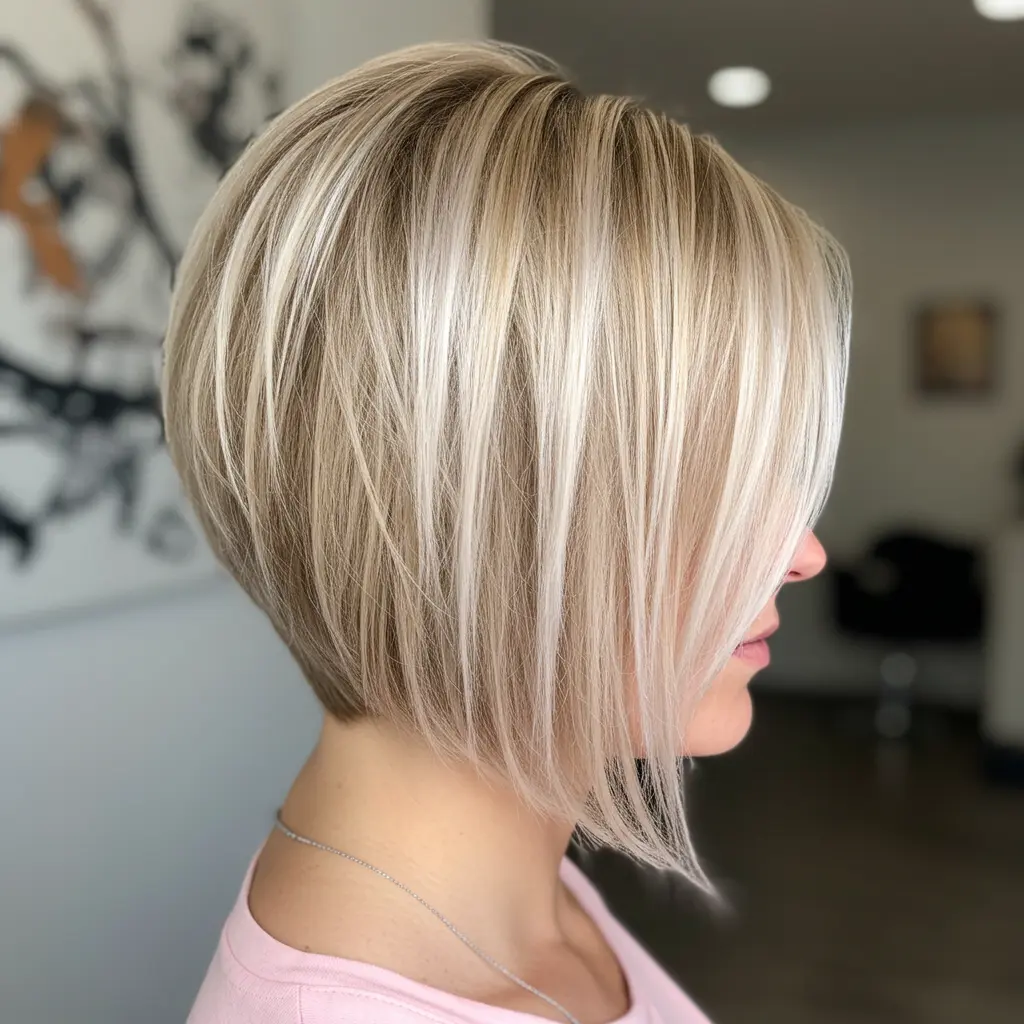 #5 Short Inverted Bob with Sandy Blonde Tones