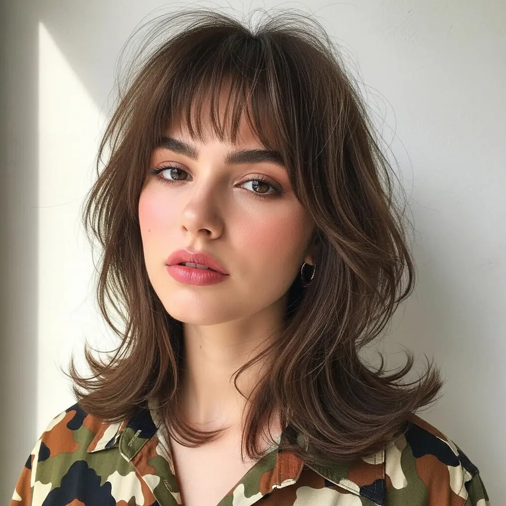 #7 Wispy Bangs on a Brunette Wolf Cut