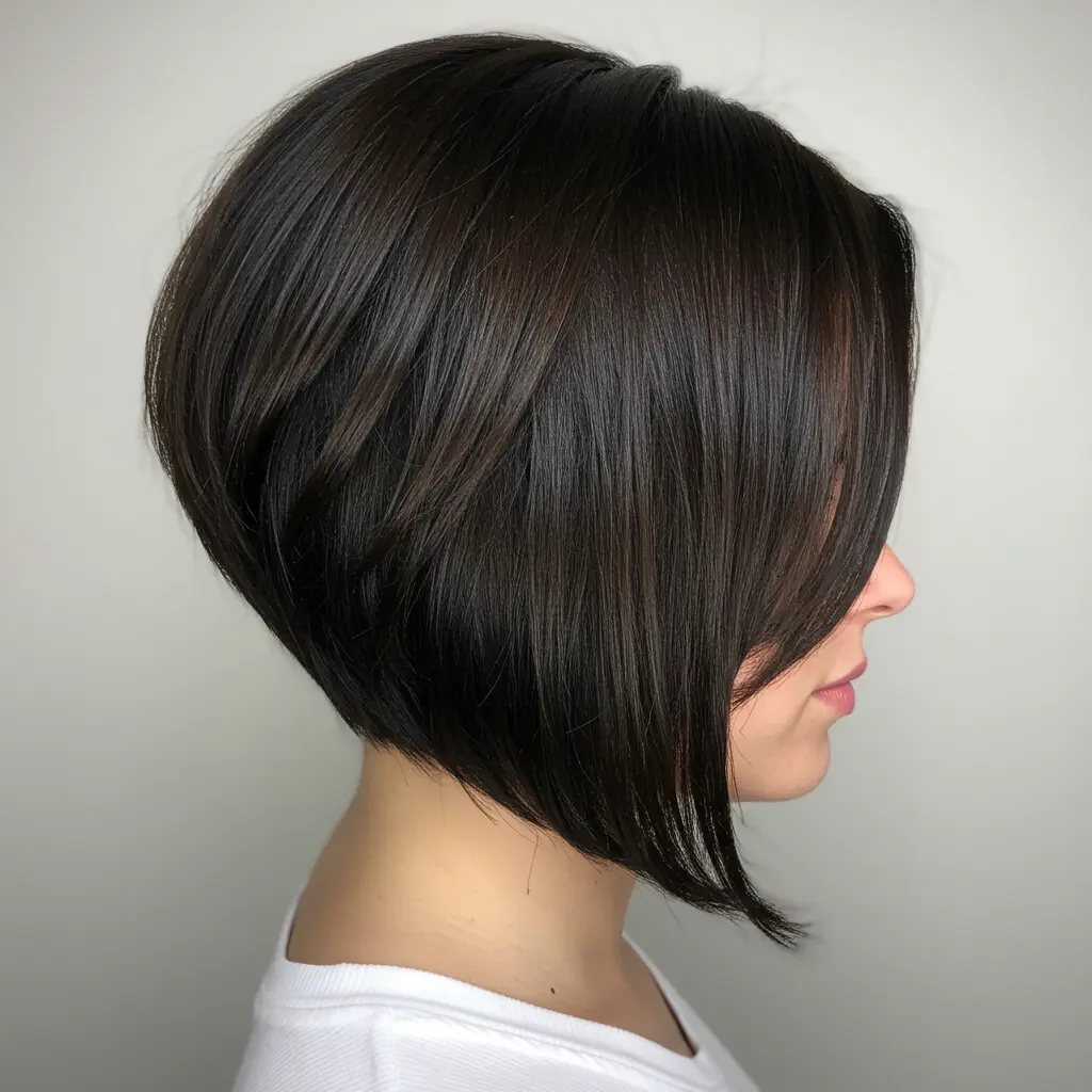 #7 Chin-Length Brown Inverted Stacked Bob