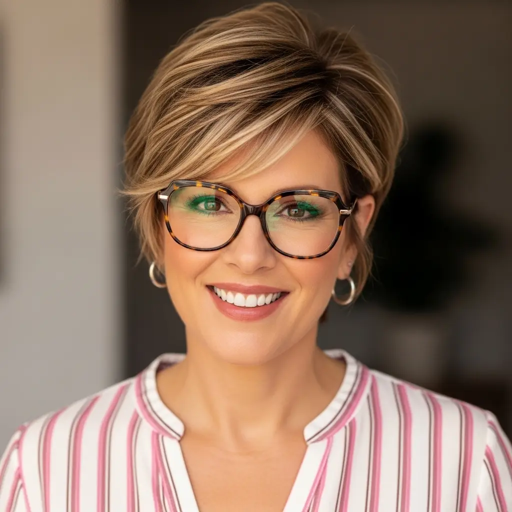 #8 Dimensional Pixie with Light Brown Highlights