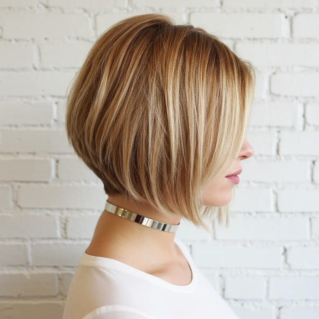 #8 Jaw-Length Inverted Bob with a Deep Side Part
