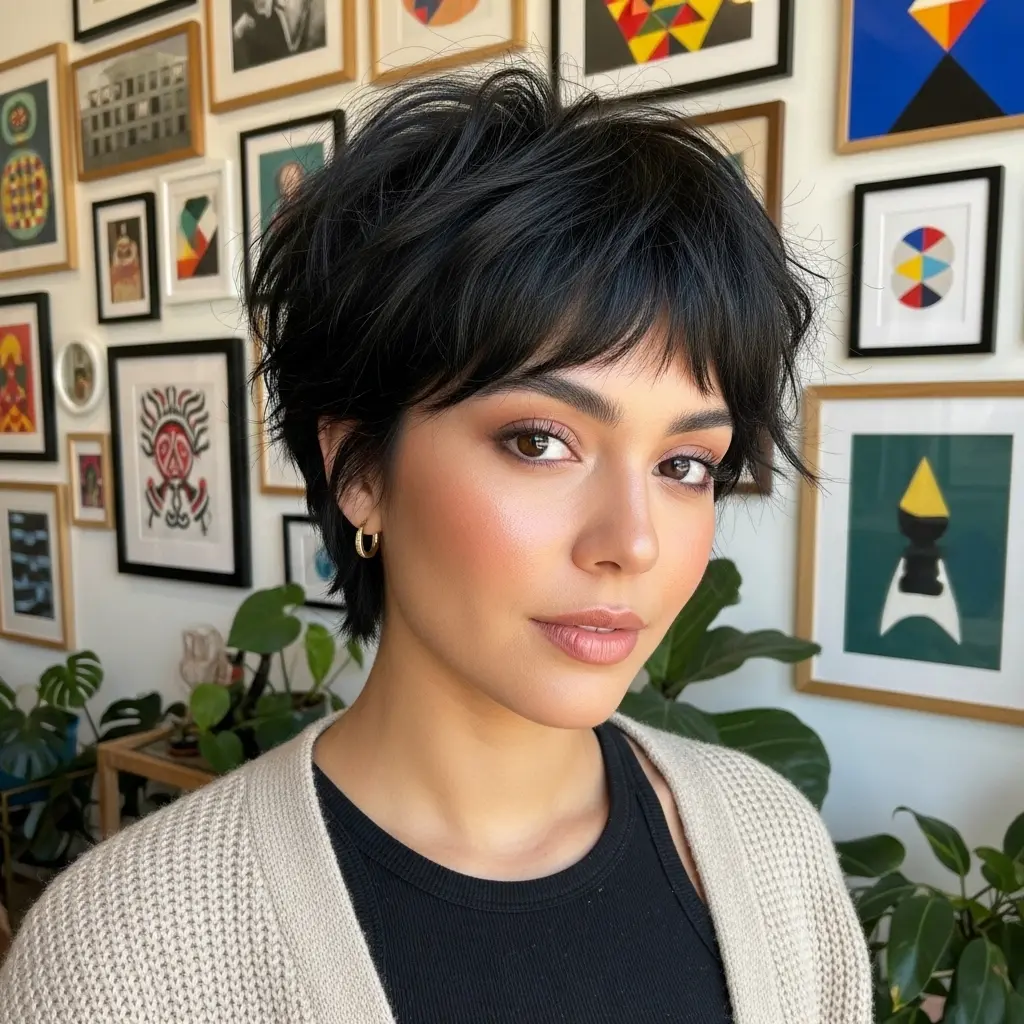#8 Shaggy Layers and Mini Bangs for Short Hair