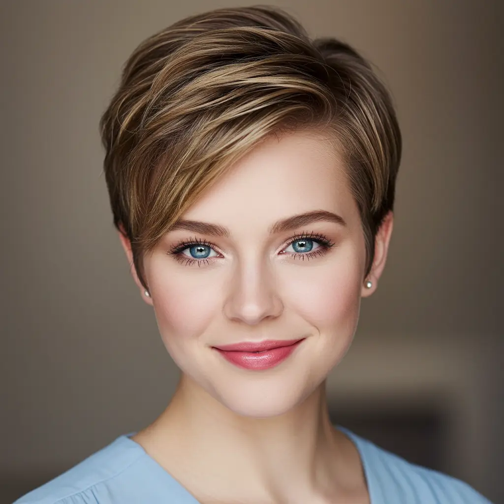 #9 Angled Side-Part Pixie