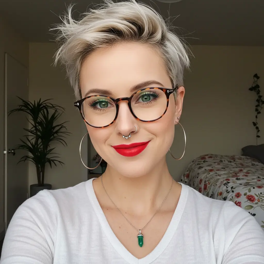 #9 Super Short Pixie for Women with Glasses