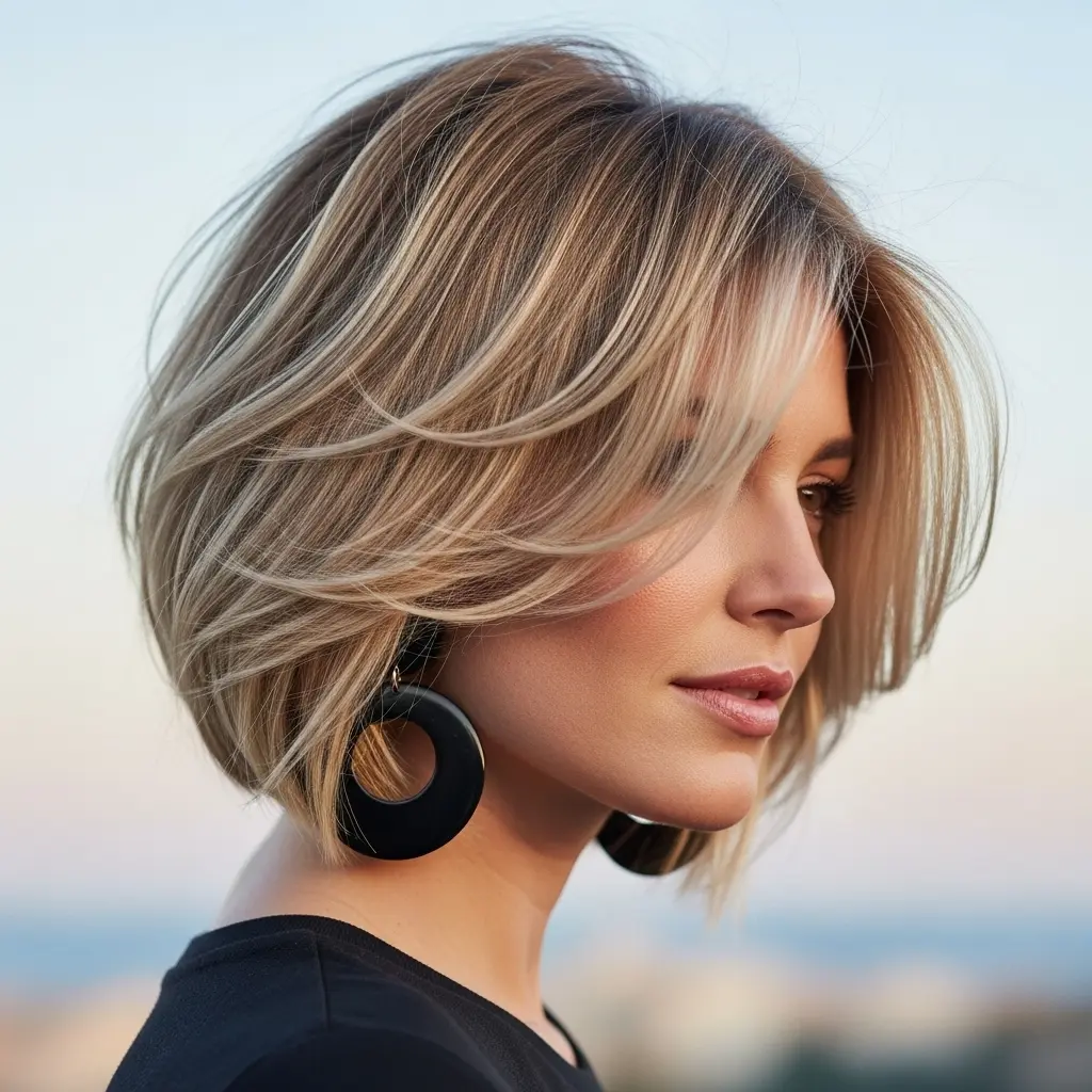 #1 Heavily Layered Bob Cut