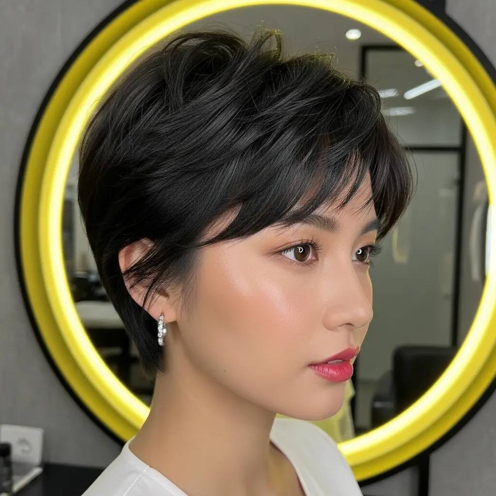#1 Black Pixie Cut with Side Bangs Style