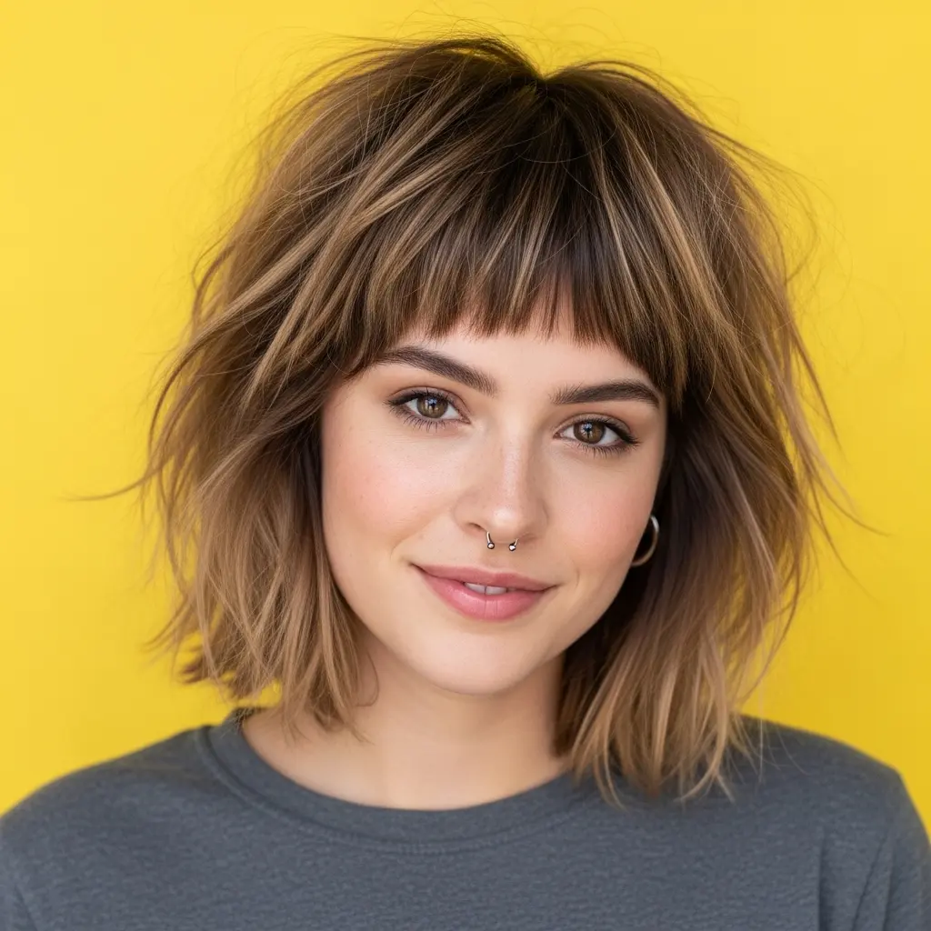 #1 Trendy Shaggy Bob with Bangs