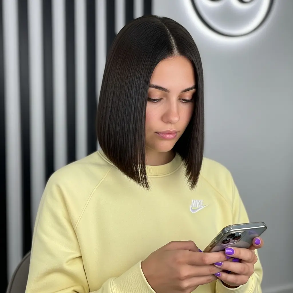 #1 Chic Middle Part Bob with Glossy Finish