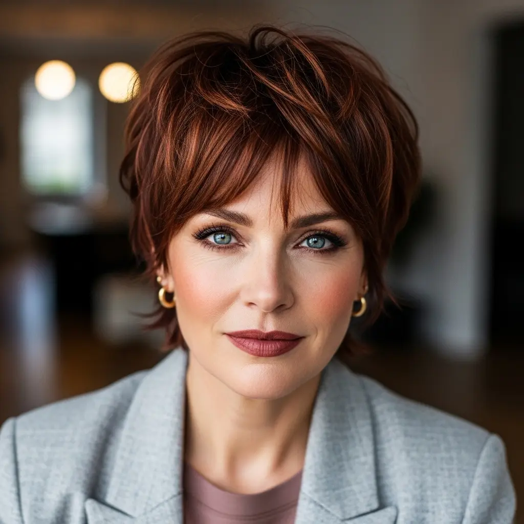 #10 Burnished Auburn Wolf Cut with Soft Fringe