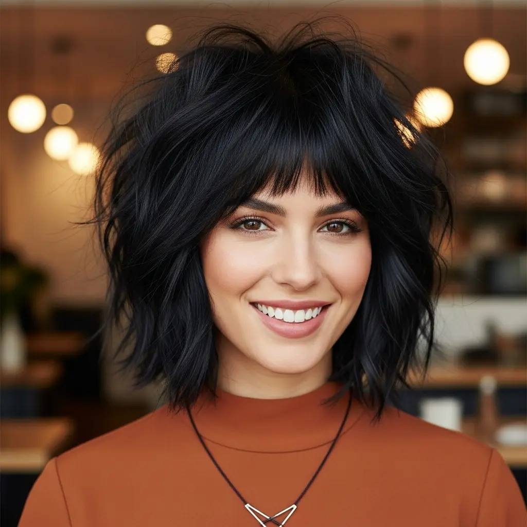 #11 Shaggy Choppy Bob with Bangs