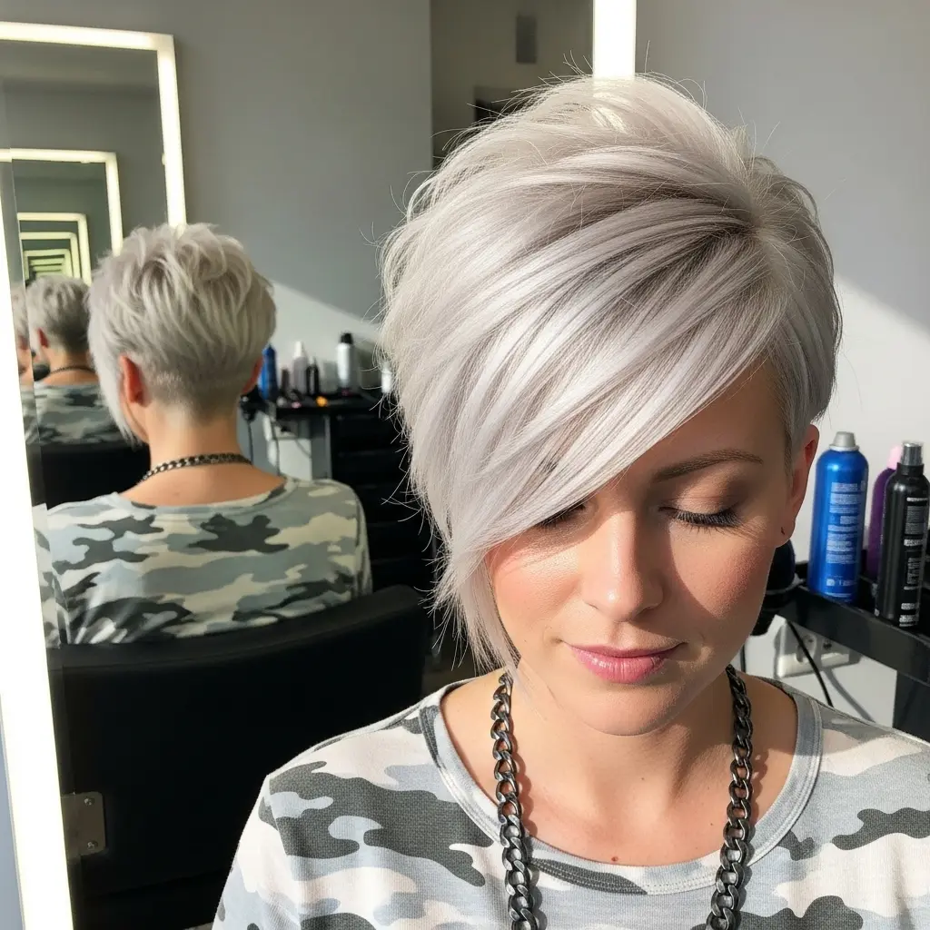 #12 Asymmetrical Pixie with Sleek Side Bangs