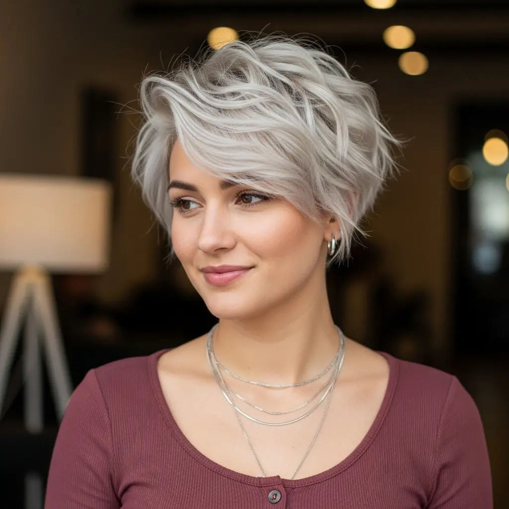 #12 White Shaggy Pixie Cut