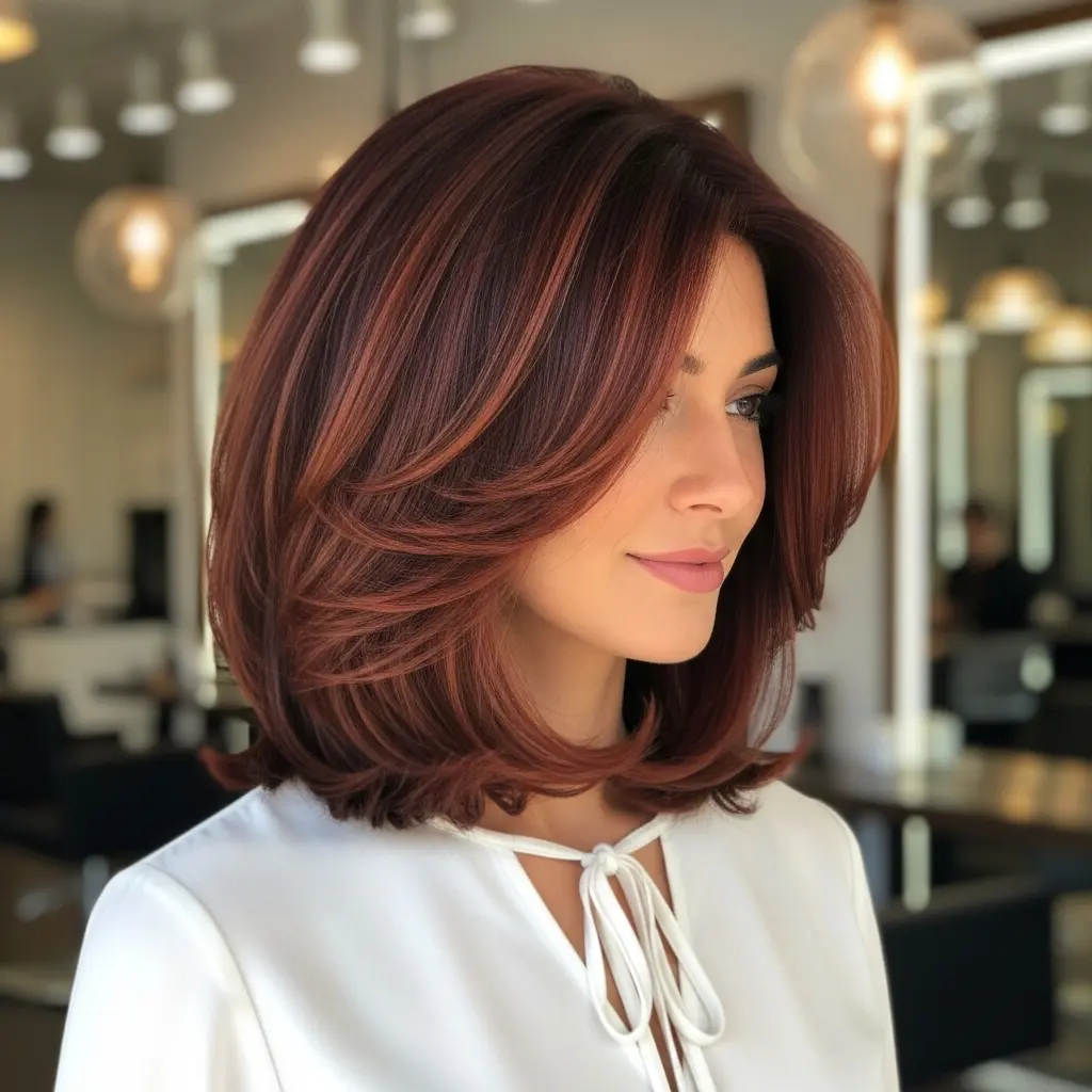 #15 Auburn Balayage on a Medium Bob