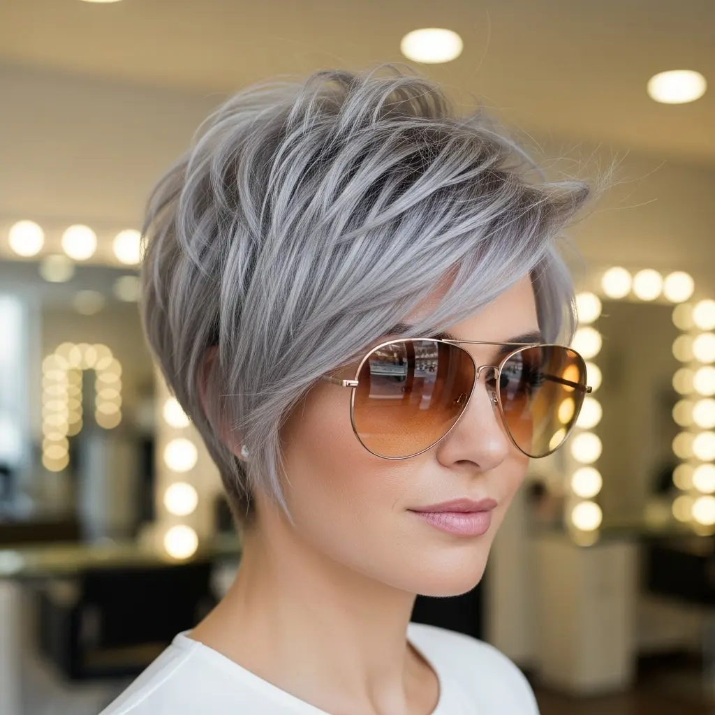 #15 Ashy Platinum Pixie Cut