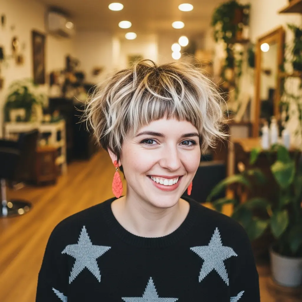 #16 Textured Pixie Shag with Face-Framing Bangs