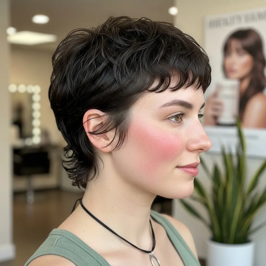 #16 Textured Short Cut with Curly Layers