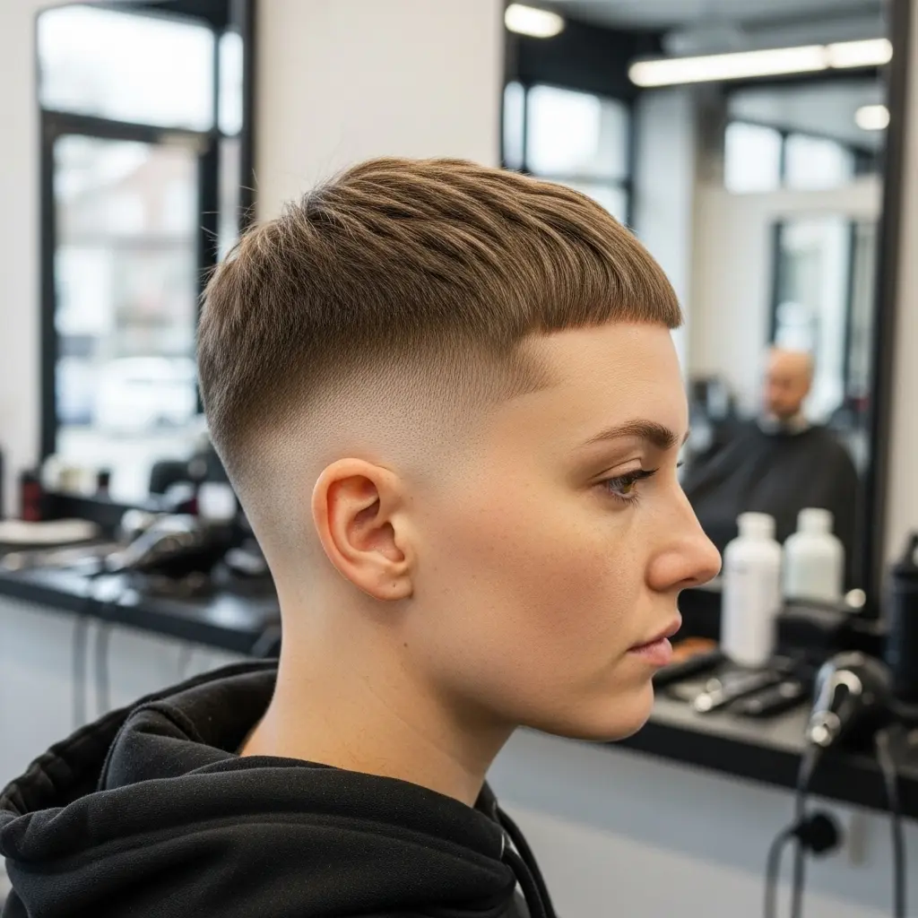 #17 Vibrant Pink Buzz Cut with Defined Edges