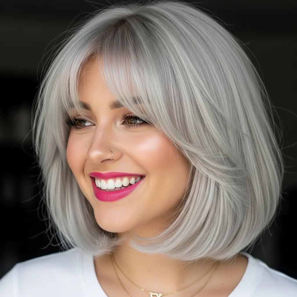 #17 Bright and Shorter Lob with Choppy Fringe