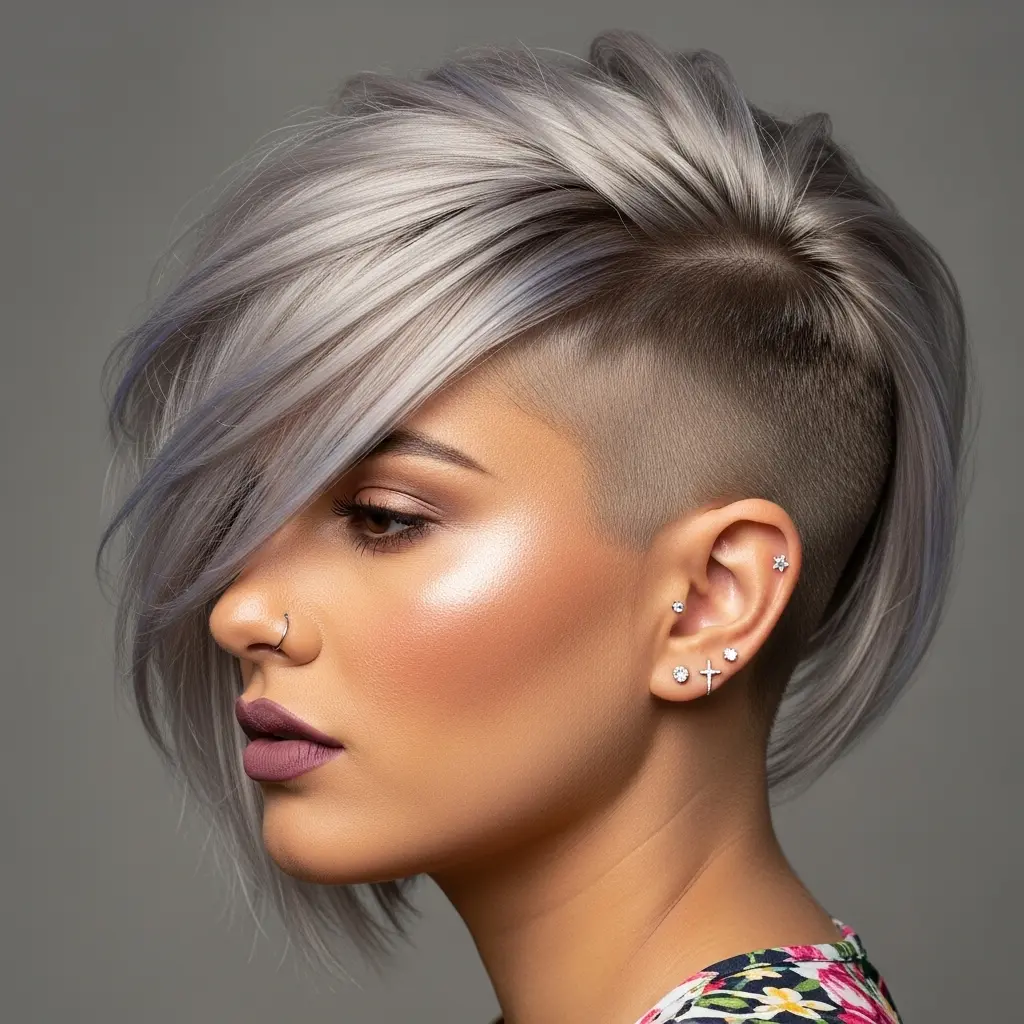 #2 Bold Asymmetrical Undercut with Soft Lavender Hues