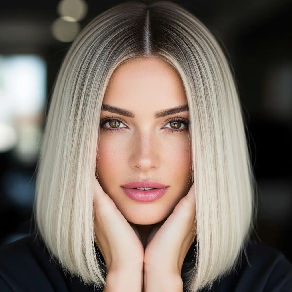 #20 Bright Blonde Bob with Darker Roots