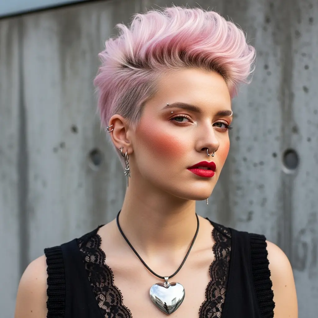 #22 Trendy Short Textured Cut with Playful Pink Highlights