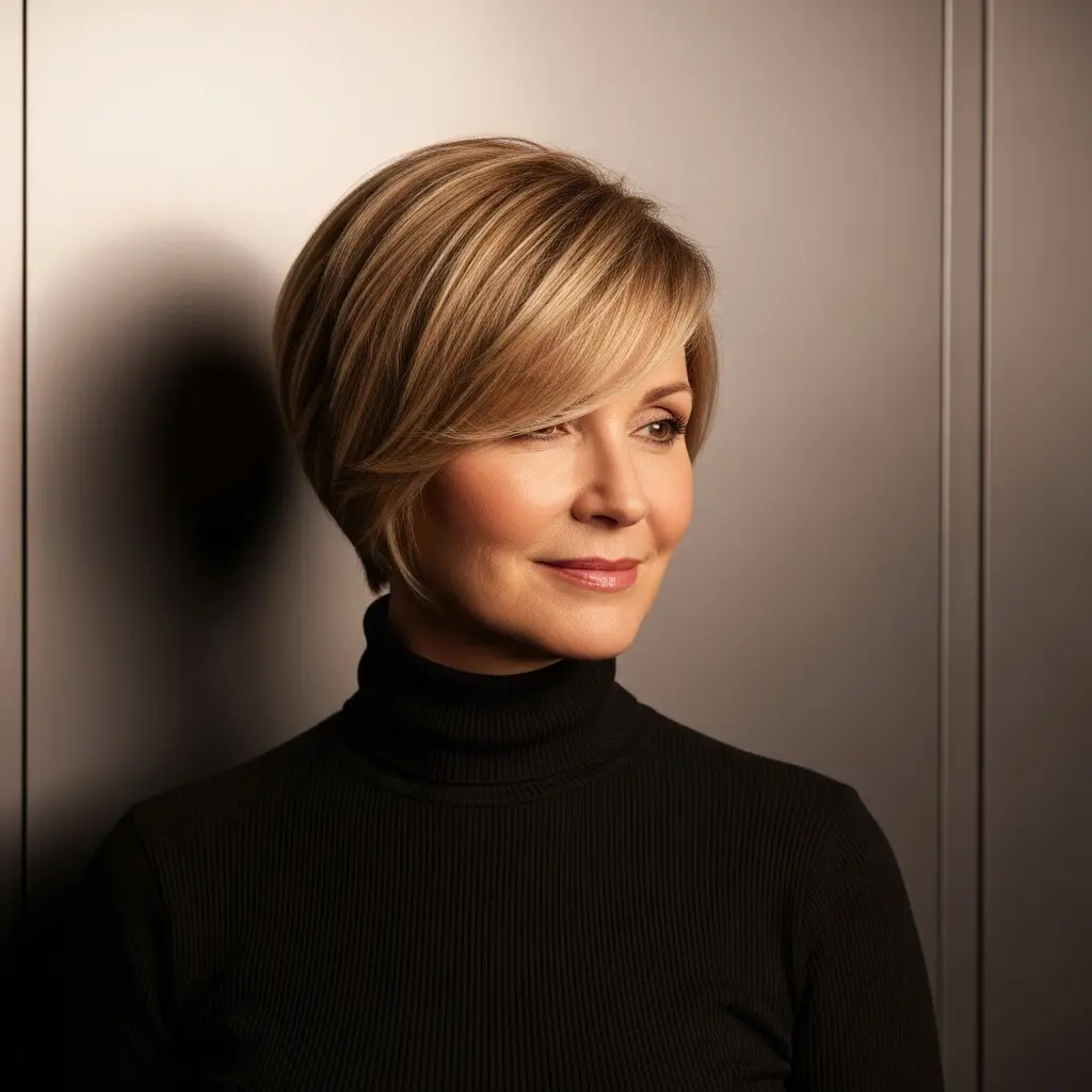 #22 Pixie with Long Bangs for Thin-Haired Mature Women