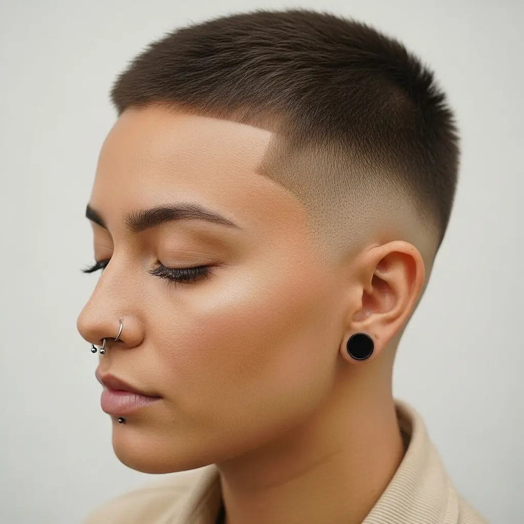 #22 Stylish Golden Blond Buzz Cut with Natural Charm