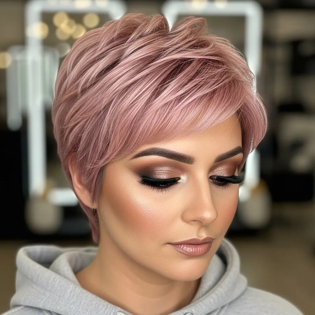 #23 Edgy Textured Short Cut with Blush Undertones