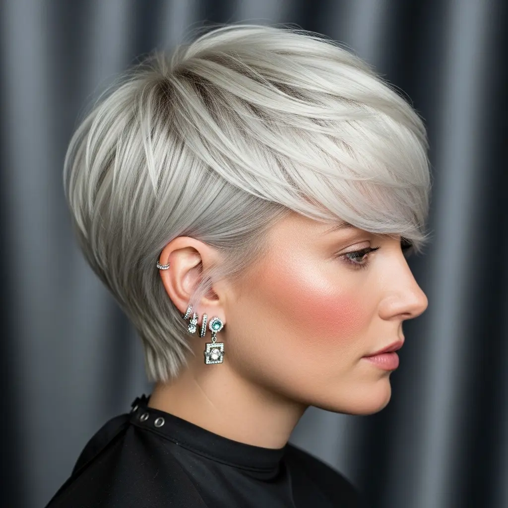 #23 Stacked Pixie with a Side Fringe