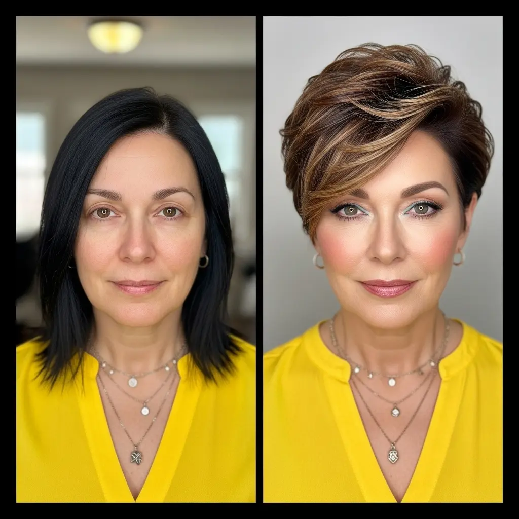 #4 Asymmetrical Long Pixie with Highlights