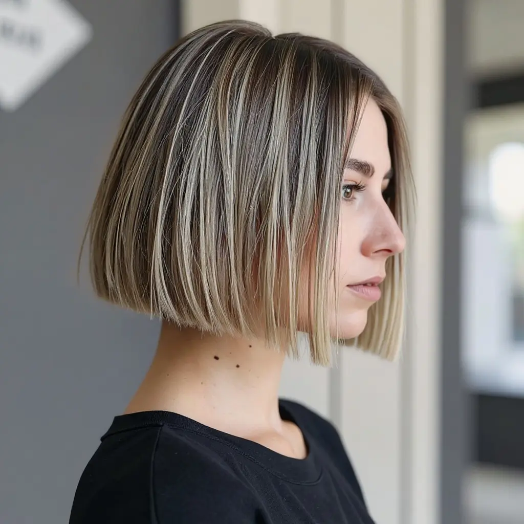 #4 Contrast Balayage Blunt Bob