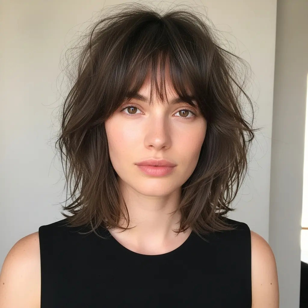 #4 Textured Shaggy Bob with Wispy Bangs