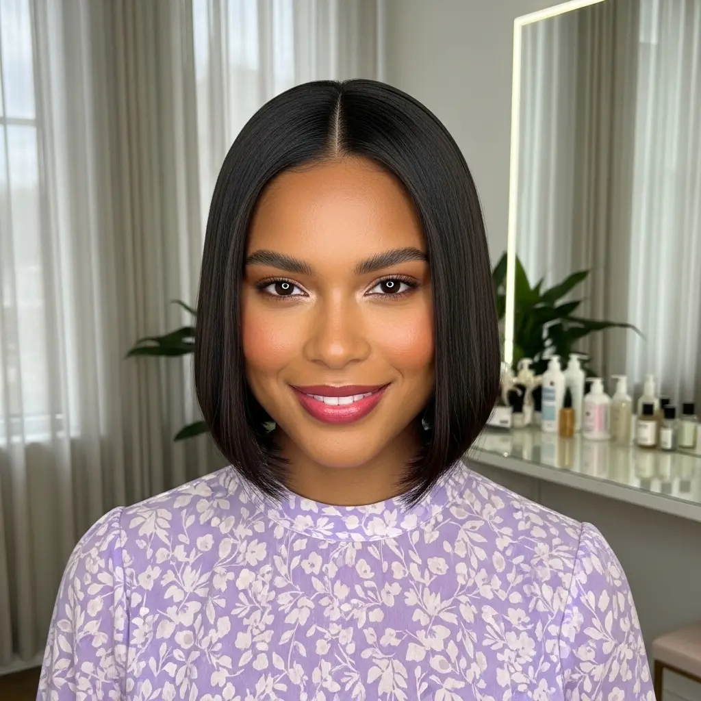 #4 Sleek Chin-Length Bob with Middle Part